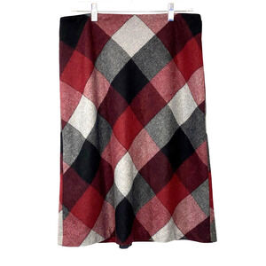 Gap Factory Womens Size 8 Skirt A-Line Wool Blend Plaid Check Red Gray Black
